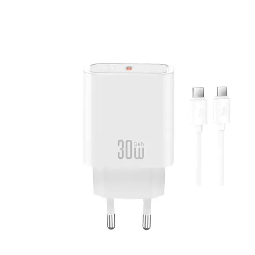 XO CE41 travel charger | 30W | PD | USB-C | with USB-C to USB-C cable included | white