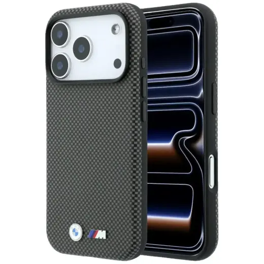 Case BMW M Quadrille Kevlar Metal Logo   MagSafe for iPhone 18 Pro Max grey