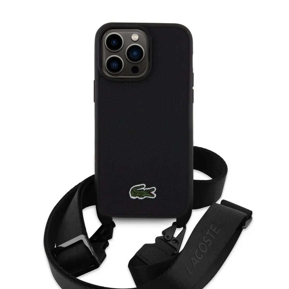 Lacoste Iconic Petit Pique Crossbody Woven Logo telefoni ümbris iPhone 15 Pro Max must