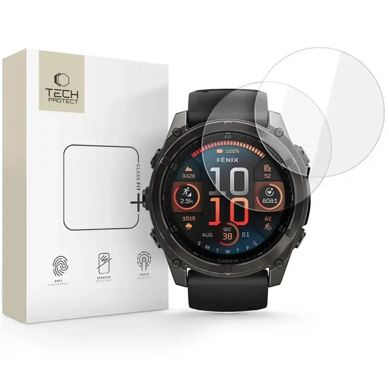 SZKŁO HARTOWANE TECH-PROTECT GLASS FIT+ 2-PACK GARMIN FENIX 8 (51 MM) CLEAR