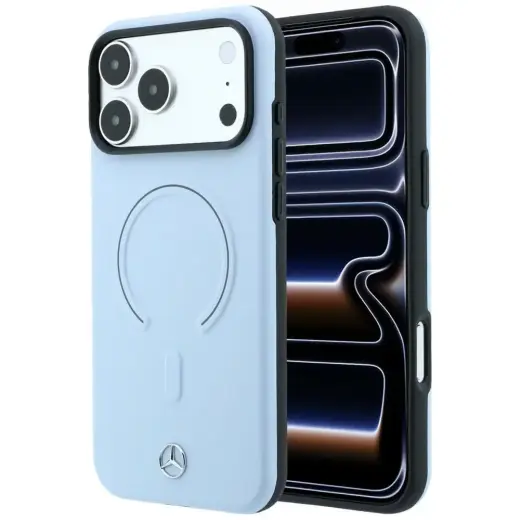 Mercedes Leather 3D чехол с поддержкой MagSafe для телефона iPhone 18 Pro Max | iPhone 17 Pro Max синий