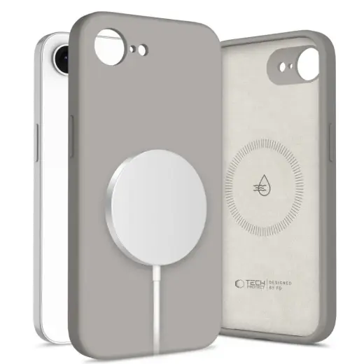TECH-PROTECT SILICONE maciņš ar MagSafe atbalstu telefonam iPhone 16E | iPhone 17E pelēks
