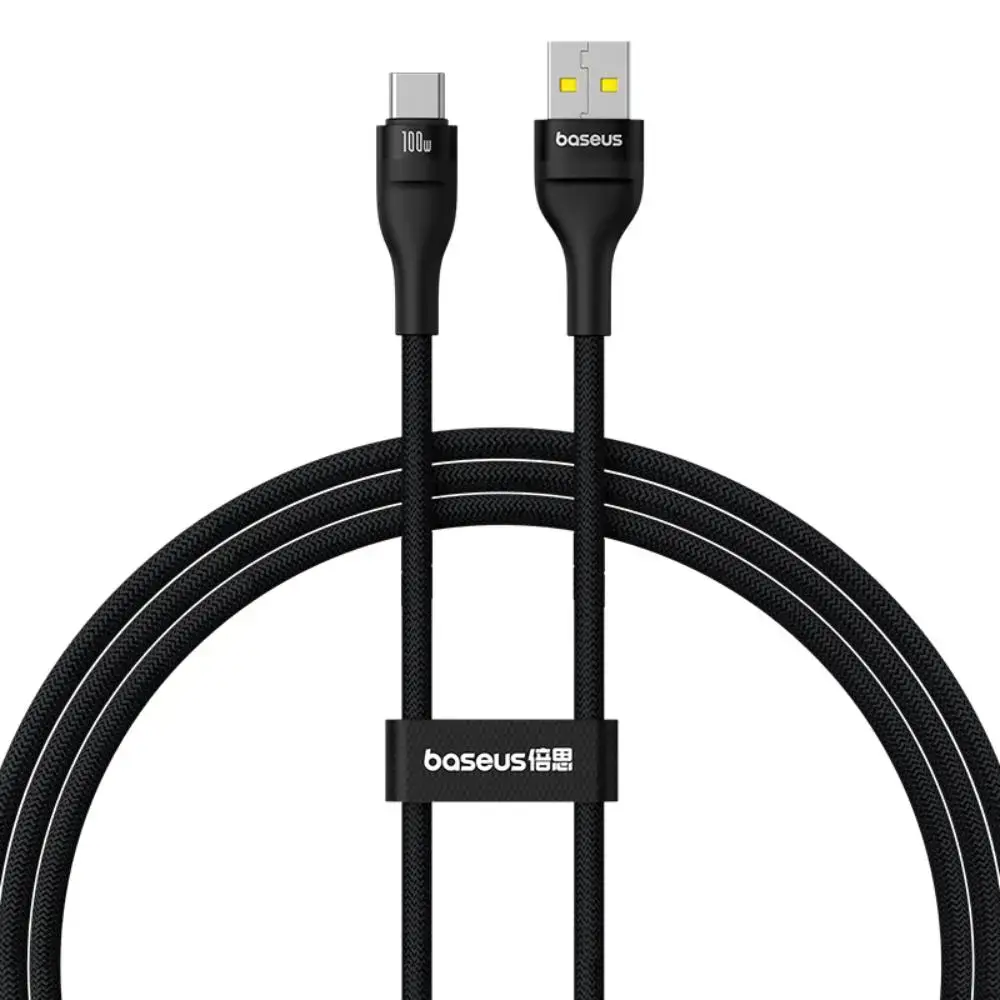 Baseus Flash 2 datu pārraides un uzlādes vads | USB-A uz USB-C | 100W | 1m | melns