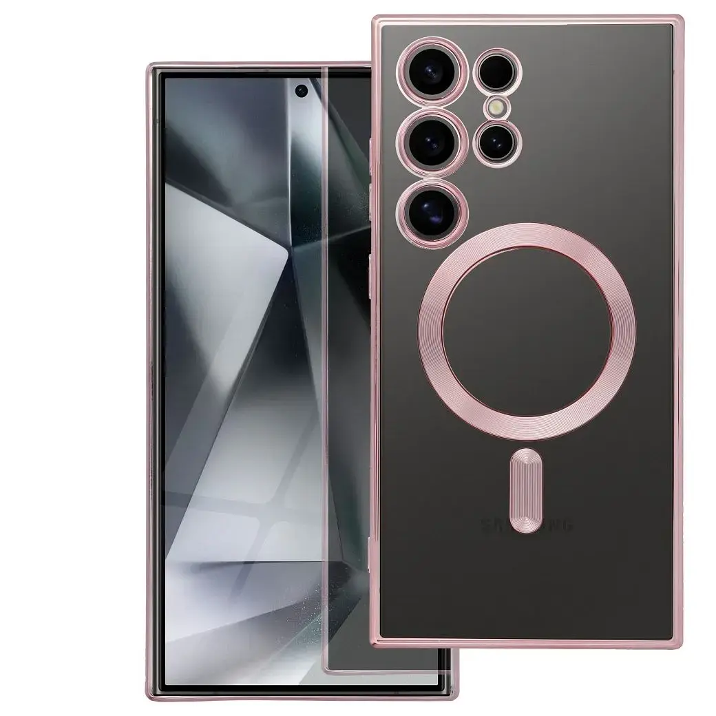 Electro Mag telefono dėklas su MagSafe palaikymu Samsung Galaxy S26 FE (S741) auksinis rožinis