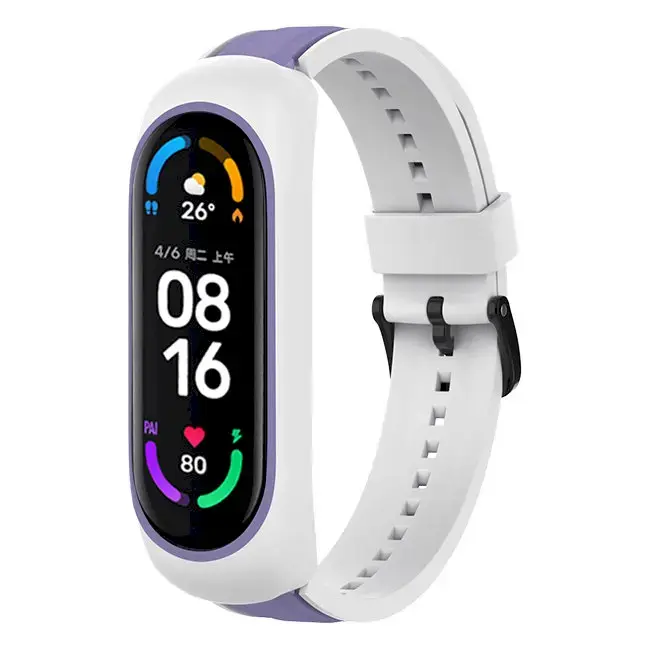 Fusion Accessories Dual Color išmaniojo laikrodžio dirželis Xiaomi Mi Band 3/4/5/6 | baltas