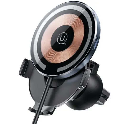 USAMS US-CD164 magnetiline auto telefonihoidik ventilatsiooniavale 15W juhtmevaba laadimisega läbipaistev