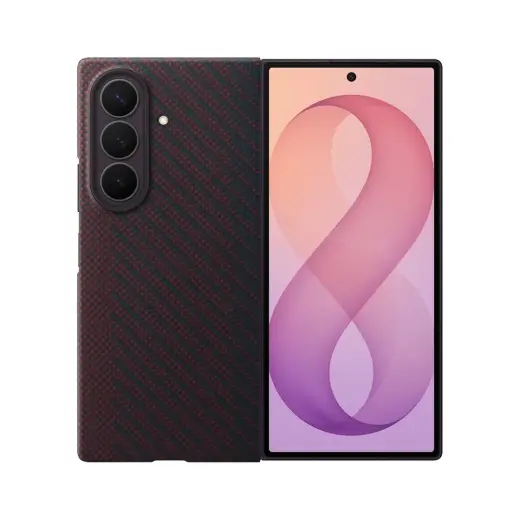Samsung Carbon Magnet чехол с поддержкой MagSafe для телефона Samsung Galaxy Z Fold 8 Ultra (F976) красный (защитная плёнка в комплекте)