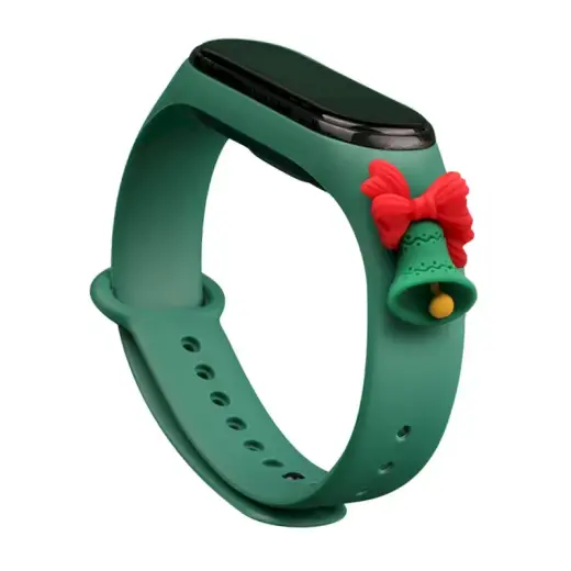 Fusion Accessories Xmas Bell viedpulksteņa siksniņa priekš Xiaomi Mi Band 5/6 | silikons | zaļa