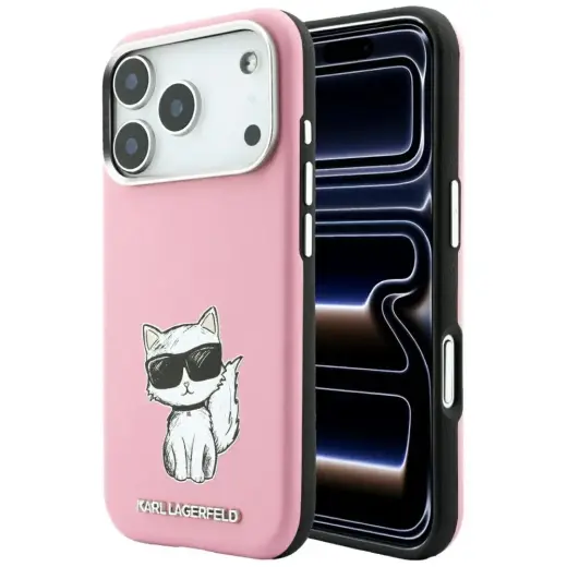 Case Karl Lagerfeld Smooth Choupette Sketch MagSafe for iPhone 18 Pro / iPhone 17 Pro pink