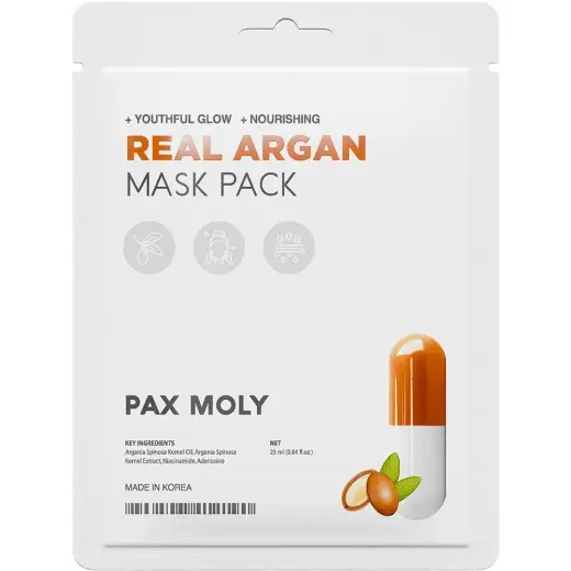 PaxMoly, Real Argan, Hydrating & Moisturising, Sheet Mask, Face, Day & Night, 25 ml