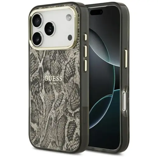 Guess Python Pattern MagSafe Case for iPhone 17 Pro Max / 18 Pro Max - Brown