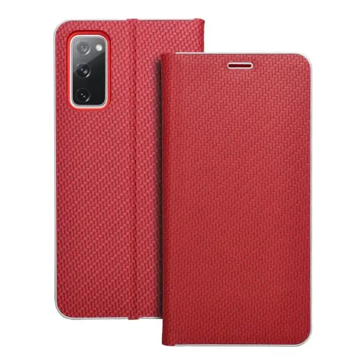 LUNA Book Carbon tipa telefona maciņš Samsung Galaxy S20 FE (G780) | S20 FE 5G (G781) sarkans
