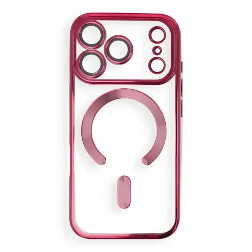 Case for iPhone 17 Pro / 18 Pro Electro Mag Cover compatible with MagSafe dark cherry