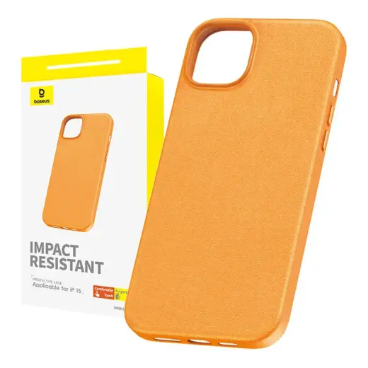 Baseus Fauxther Series maciņš telefonam iPhone 15 oranžs