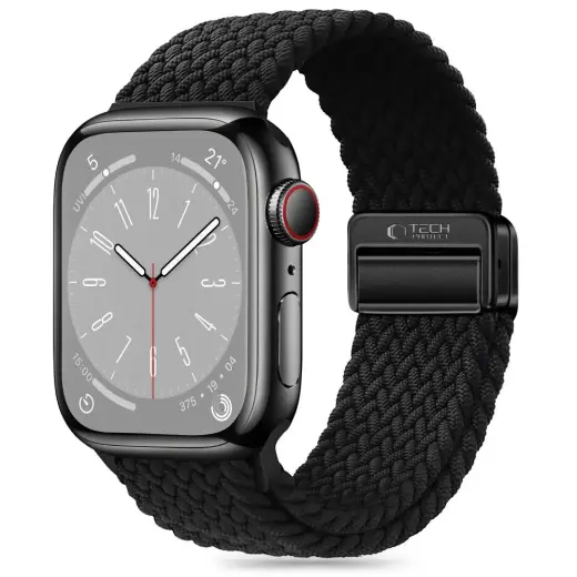 Tech-Protect Nylonmag viedpulksteņa siksniņa priekš Apple Watch 6/7/8/9/10/SE/Ultra 1/2 (44/45/46/49 mm) | neilons | melna
