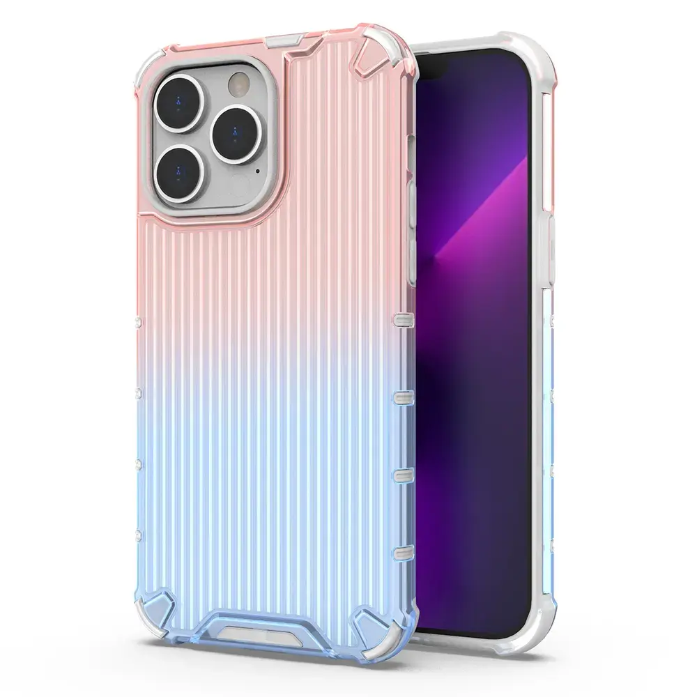 Ombre Protect šarvuotas telefono dėklas iPhone 13 Pro Max rožinis mėlynas