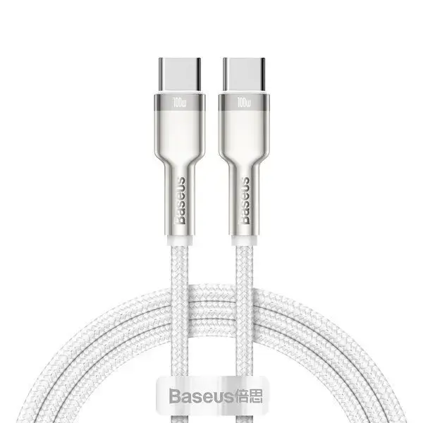 Baseus Cafule datu pārraides un uzlādes vads | USB-C uz USB-C | 100W | 2m | balts