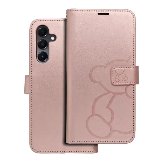 MEZZO teddy bear grāmatveida maciņš telefonam Samsung Galaxy A16 5G (A166) rozā (rotaļu lācītis)
