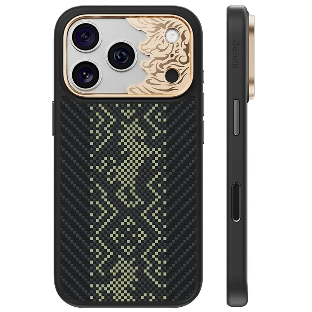 Benks Armor Pro Knight Kevlar Metal Frame telefono dėklas iPhone 18 Pro Max | iPhone 17 Pro Max juodas