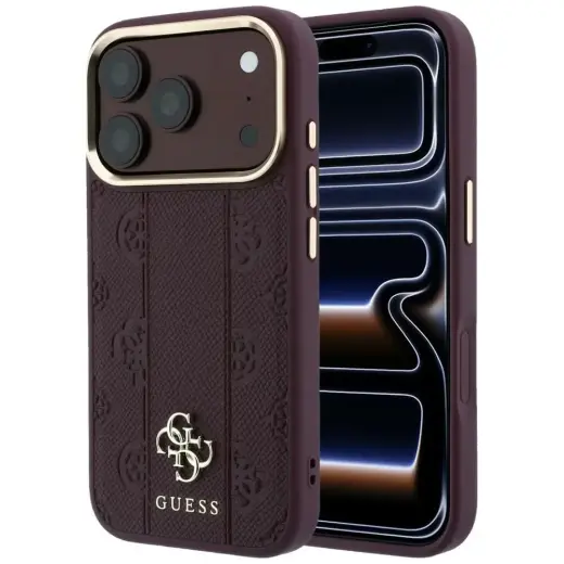 Guess Stripe Peony 4G Logo maciņš ar MagSafe atbalstu telefonam iPhone 18 Pro Max | iPhone 17 Pro Max sarkans