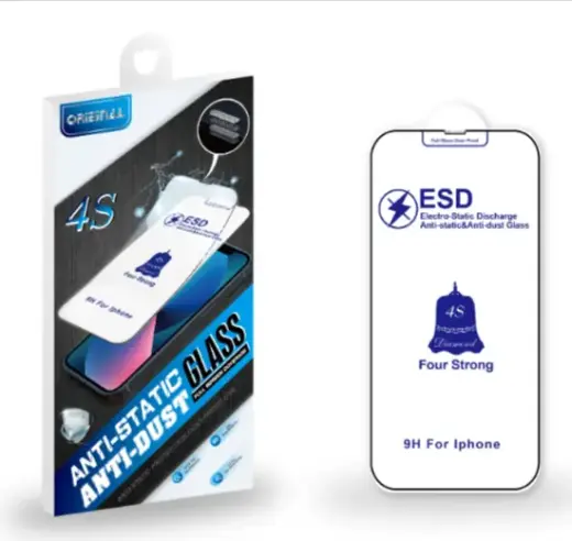 „Fusion ESD“ antistatinis, dulkėms atsparus grūdintas stiklas telefonui „iPhone 13“ | „iPhone 13 Pro“, juodas