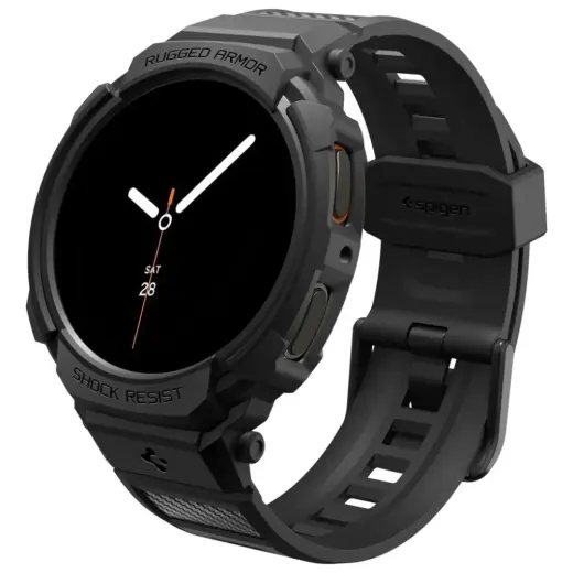 Spigen Rugged Armor Pro nutikella rihm Samsung Galaxy Watch 8 (44 mm) jaoks | plast | must