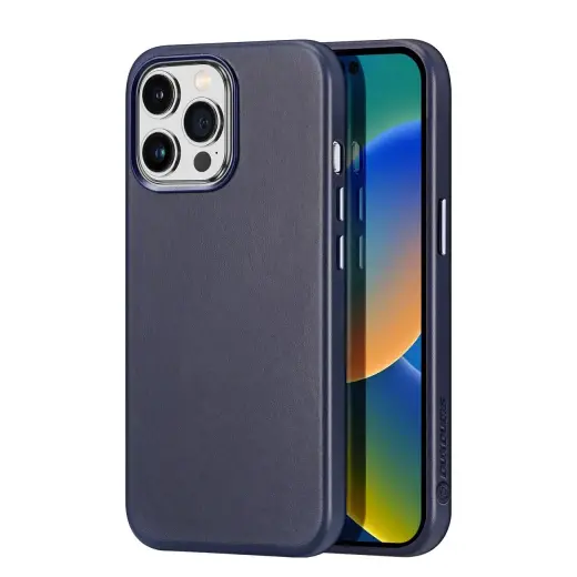 Dux Ducis Naples nahast telefoni ümbris MagSafe toega iPhone 14 Pro Max sinine