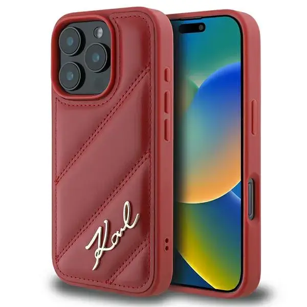 Karl Lagerfeld KLHCP16LPQDSMGR iPhone 16 Pro 6.3" czerwony|red hardcase Quilted Signature