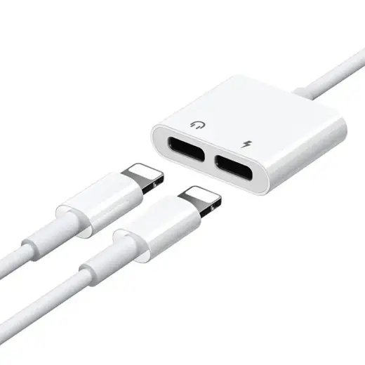 Joyroom S-Y104 lightning - 2x lightning austiņu audio un uzlādes adapteris, balts