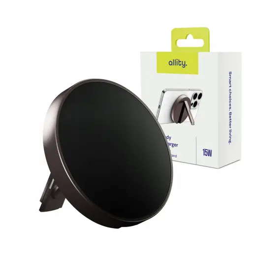 Allity AWC-210-15WMS 2-in-1 bezvadu lādētājs | Qi | Saderīgs ar MagSafe | 15W | pelēks