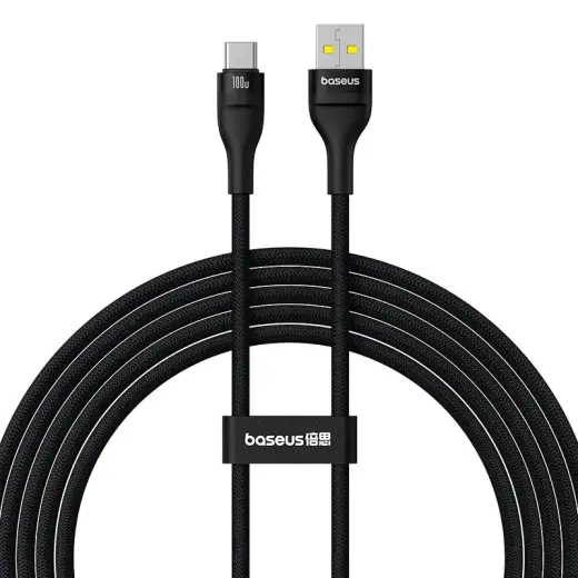 Baseus Flash 2 datu pārraides un uzlādes vads | USB-A uz USB-C | 100W | 2m | melns