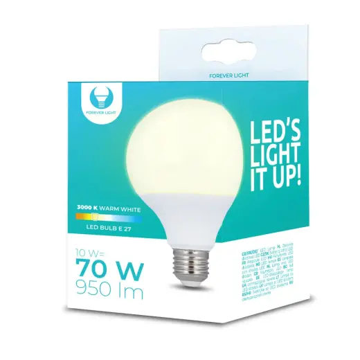 LED lemputė E27 G95 10W 230V 3000K 950lm Amžina šviesa