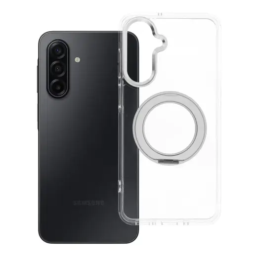 Frame Circle Stand telefono dėklas su stovu ir MagSafe palaikymu Samsung Galaxy A17 4G (A175) | A18 4G (A185) skaidrus
