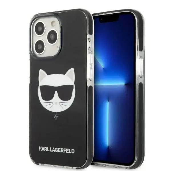 Karl Lagerfeld TPE Choupette Head maciņš telefonam iPhone 13 Pro melns (kaķis)