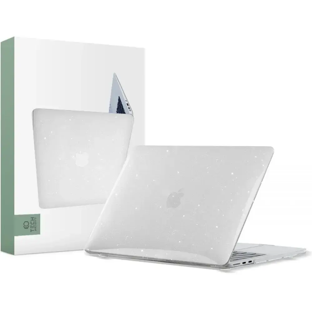 Tech-Protect SmartShell case for MacBook Air 13" M2 | M3 | 2022-2024 - transparent and glitter