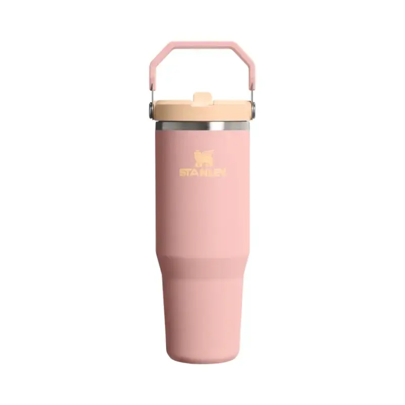 Termokrūze ar salmiņu The IceFlow Flip Straw 2.0 Tumbler 0,89L persiku rozā