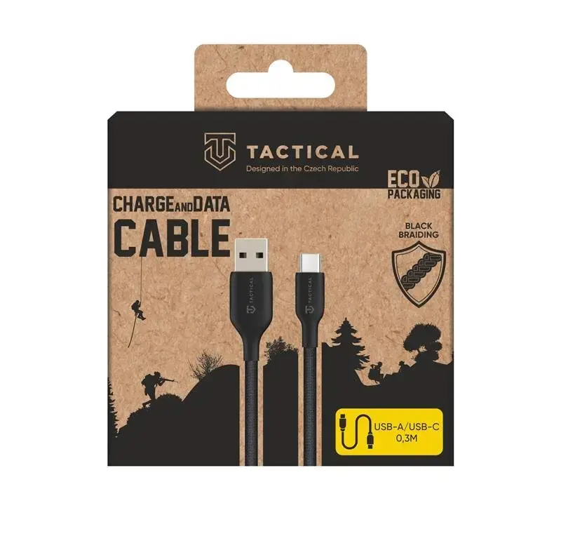 Tactical Stitch Thread провод для передачи данных и зарядки | USB-A на USB-C | 0.3m | чёрный