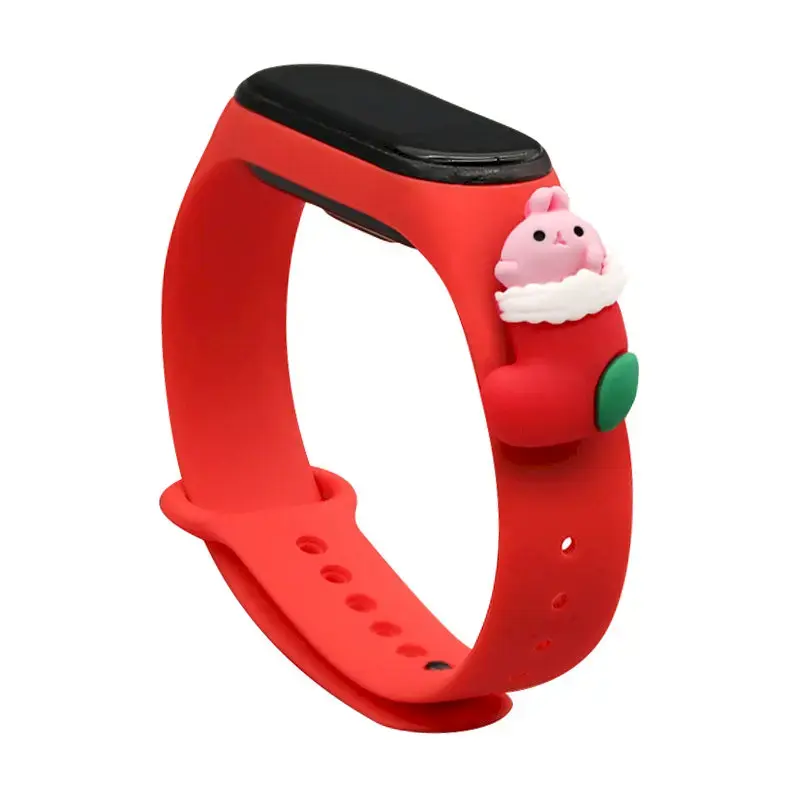 Fusion Accessories Xmas Santa 1 viedpulksteņa siksniņa priekš Xiaomi Mi Band 5/6 | silikons | sarkana
