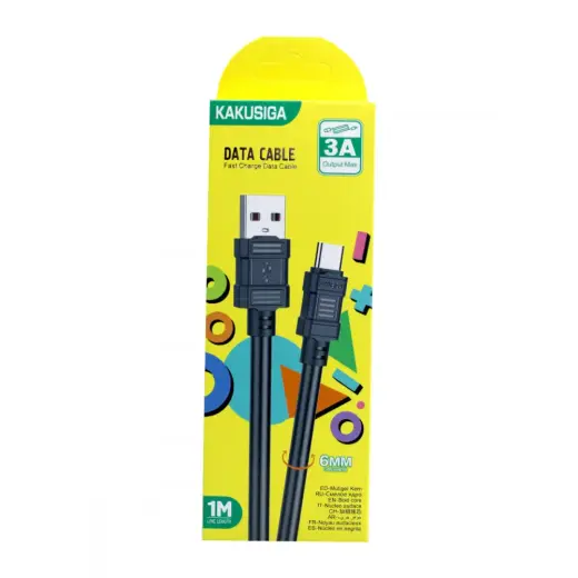 KAKU KSC-806 datu pārraides un uzlādes vads | USB-A uz USB-C | 15W | 1m | melns