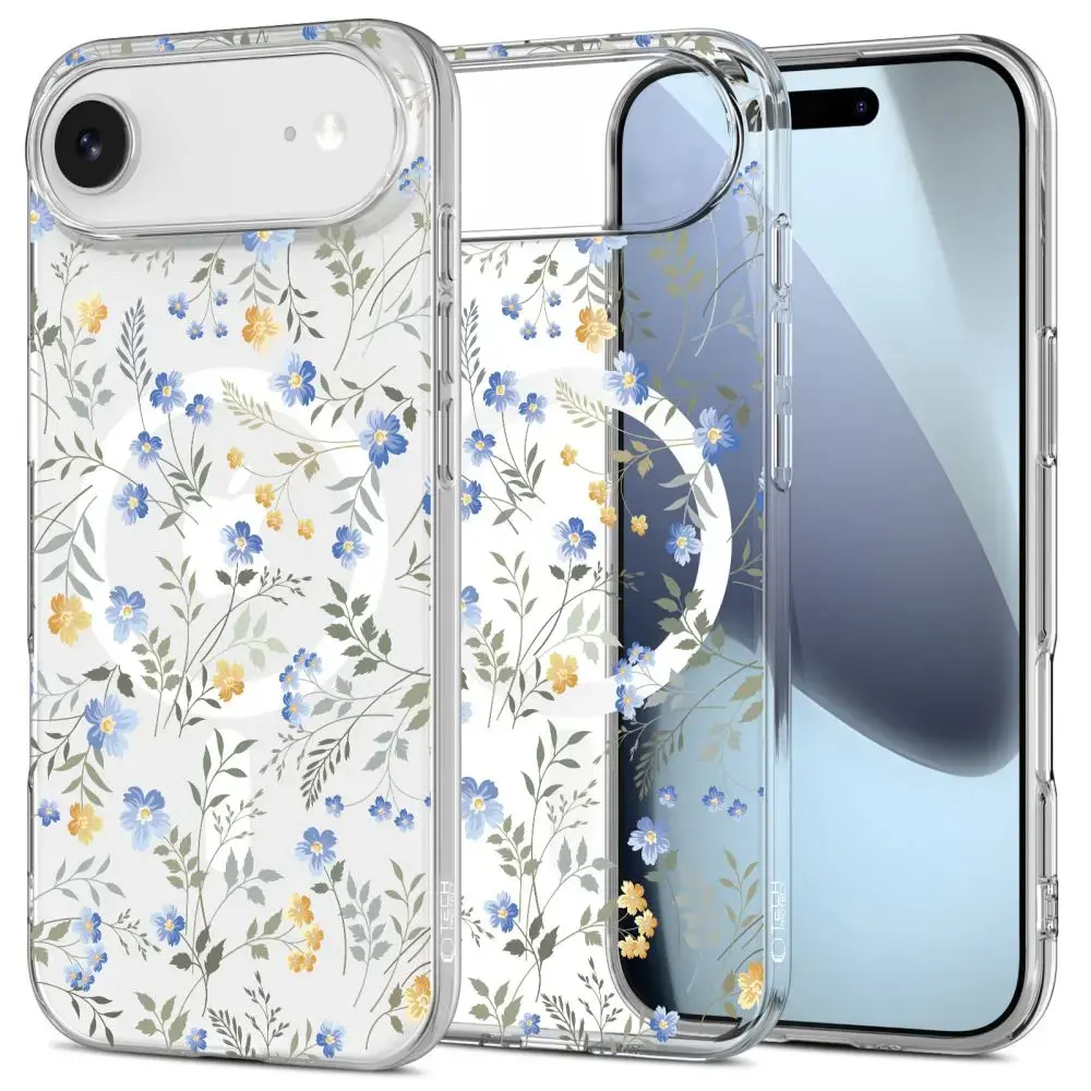 TECH-PROTECT FLEXAIR MAGSAFE IPHONE 17 AIR SPRING FLOWERS maciņš ar MagSafe atbalstu telefonam Apple iPhone 17 caurspīdīgs