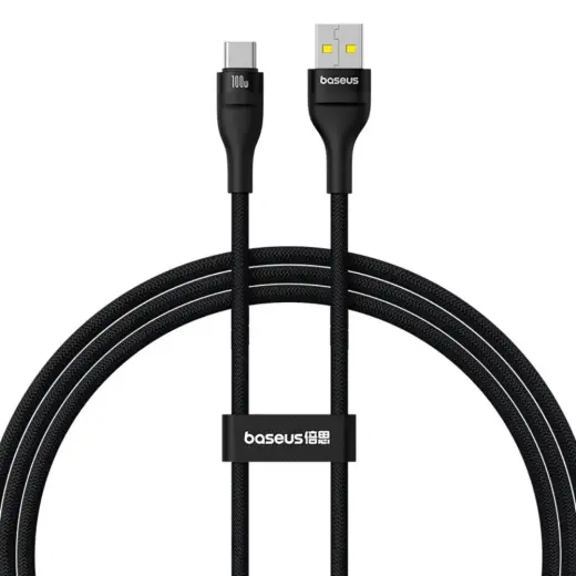 Baseus Flash 2 datu pārraides un uzlādes vads | USB-A uz USB-C | 100W | 1m | melns