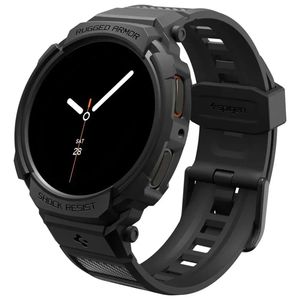Spigen Rugged Armor Pro nutikella rihm Samsung Galaxy Watch 8 (44 mm) jaoks | plast | must