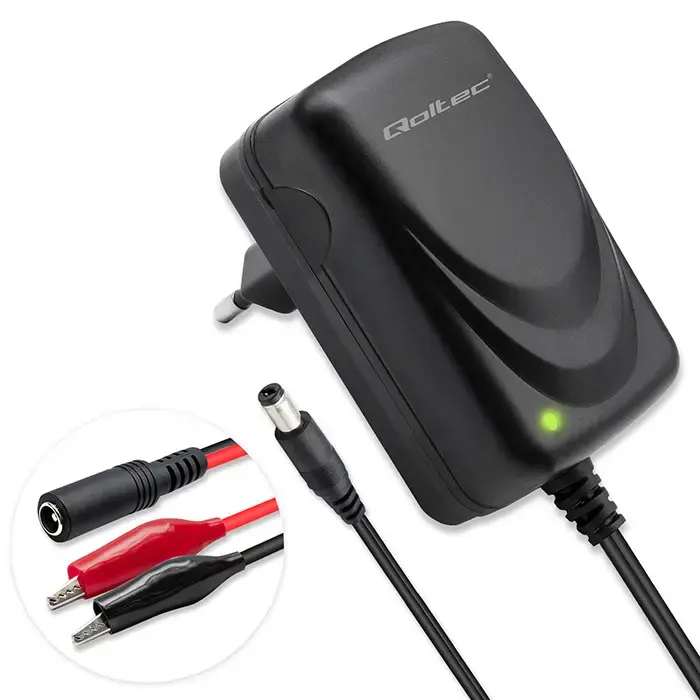 Qoltec 52660 Automatic charger for AGM GEL STD batteries | 6V/12V charger | 6W | 5.5x2.1 | 1.8m cable