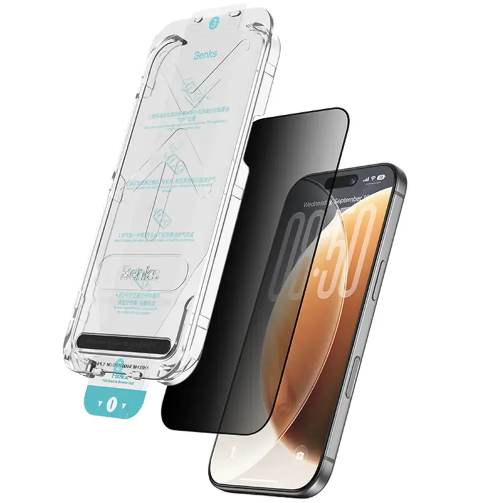 Benks Omni Warrior Anti-Drop grūdintas apsauginis stiklas telefonui iPhone 18 Pro (privatumo efektas)