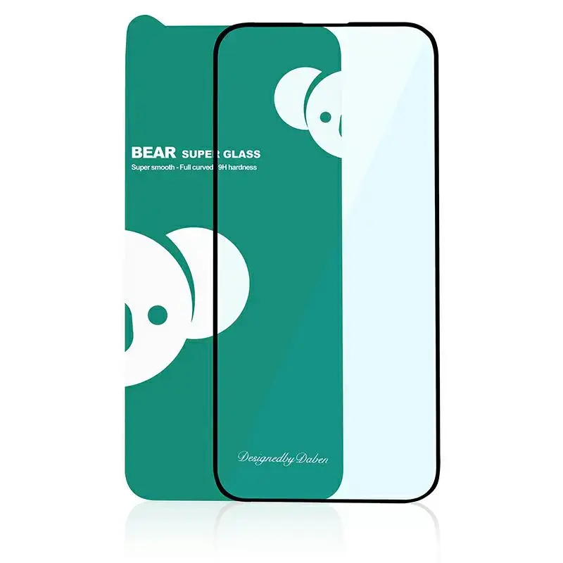 Reals Bear Super Hard aizsargstikls telefonam iPhone 15 Plus melns ar rāmi