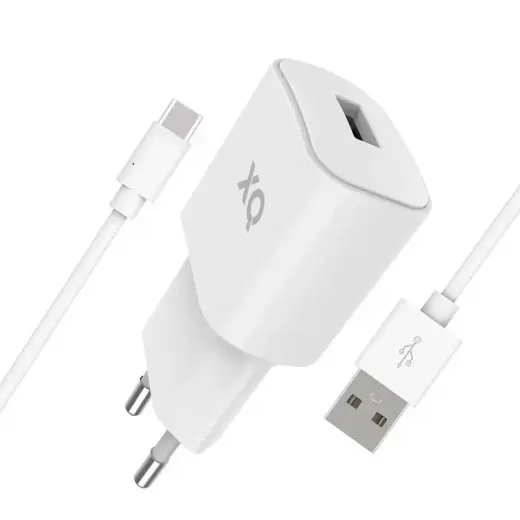 XQISIT Charger tīkla lādētājs | 12W | USB-A, USB-C | ar USB-A uz USB-C vadu komplektā | balts