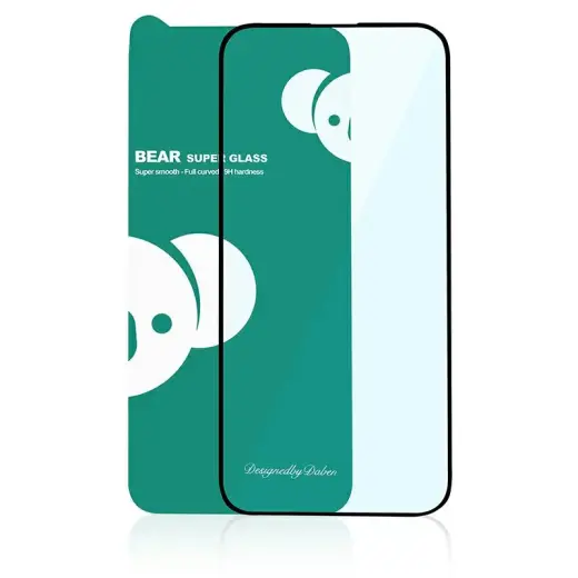 Reals Bear Super Hard grūdintas stiklas telefonui iPhone 15 Plus, juodas su rėmeliu