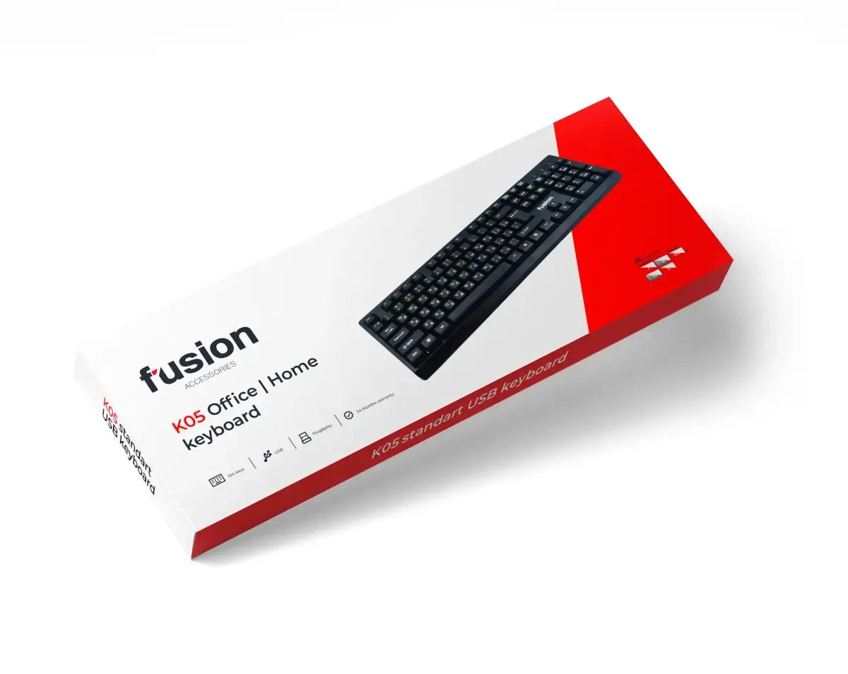 Fusion K05 tastatūra USB melna (ENG | RUS)