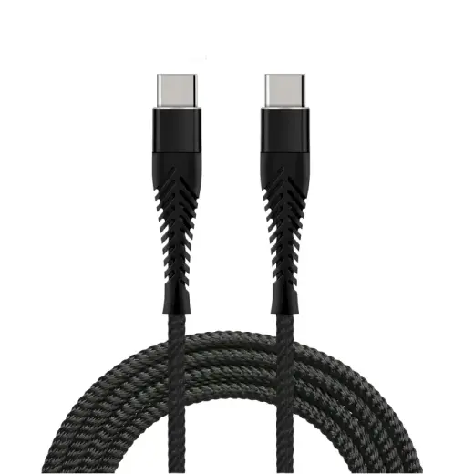 Fusion Accessories Fishbone datu pārraides un uzlādes vads | USB-C uz USB-C | QC 3.0 | 65W | 1.5m | melns