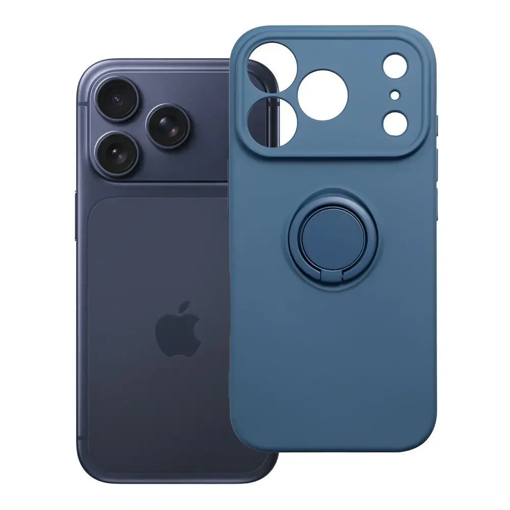 Silicone Ring telefono dėklas su stovu iPhone 17 Pro | iPhone 18 Pro mėlynas